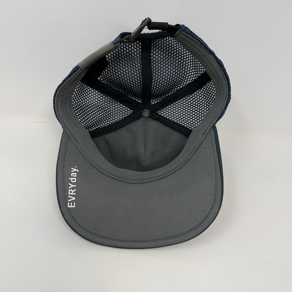 Movi EVRYday Striped Trucker Hat Navy Blue Yellow Orange Mountain Logo Mesh Cap‎ - Picture 10 of 12